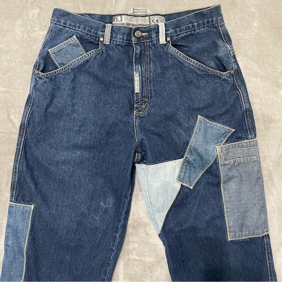 Vintage Karl Kani Patchwork Jeans 36 Baggy Carpenter 90s Hip Hop Streetwear - Picture 2 of 16
